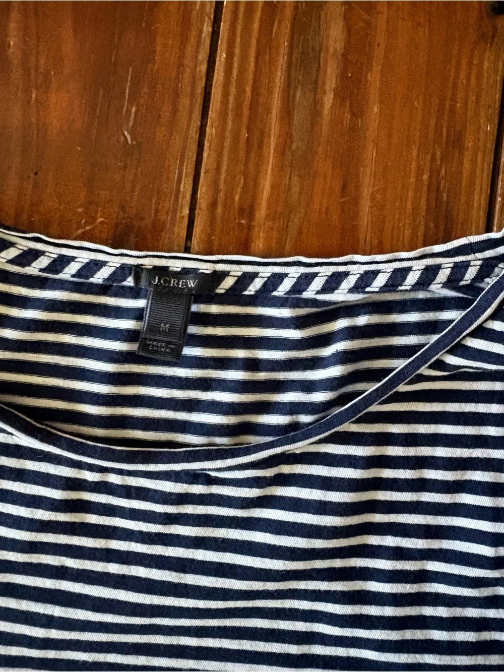 J. Crew Navy and White Striped Cap-Sleeve Tee